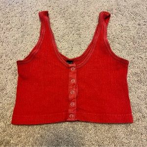 Urban Outfitters Out From Under Snap Ribbed Crop Cami Tank Top size M Orange Red